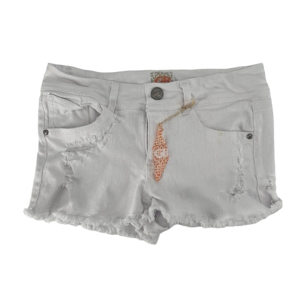 NWT GB White Ripped Cur Off Rough Hem Jean Shorts Size 7 Women’s